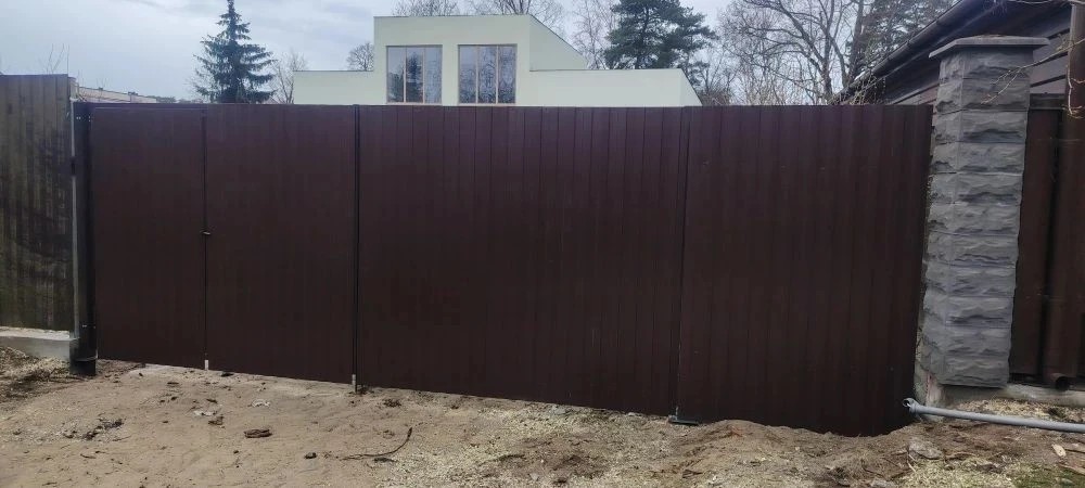 Распашные ворота, профлист